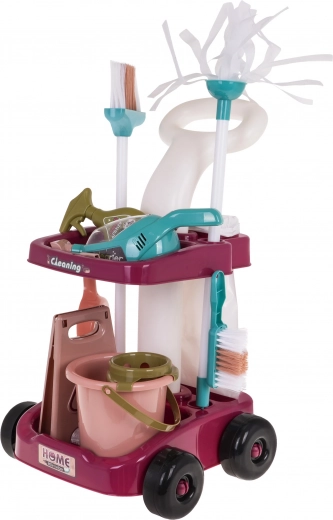 Carrito de limpieza estable con amplio equipamiento