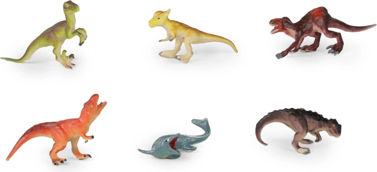 Seis dinosaurios de colores para el juego creativo