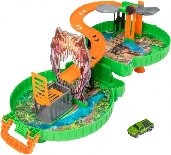 Pista de dinosaurios llena de acción con trampas