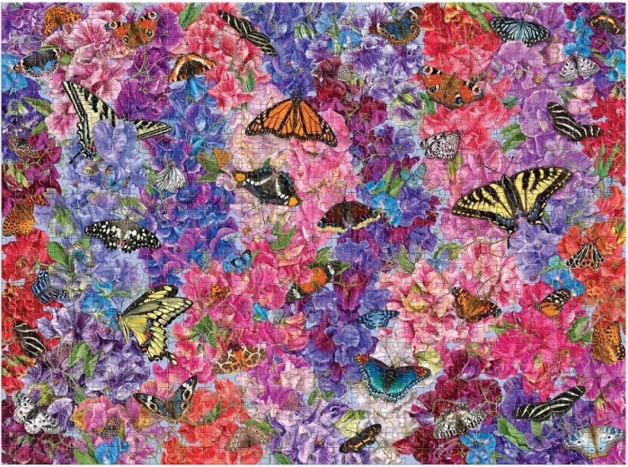 Motivo visualmente cautivador de mariposas y flores