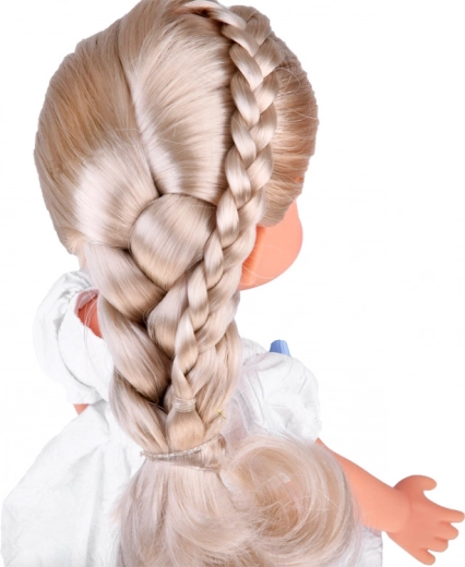 Largo cabello rubio ideal para peinar