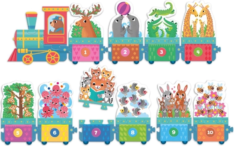Tren educativo con números 1–10