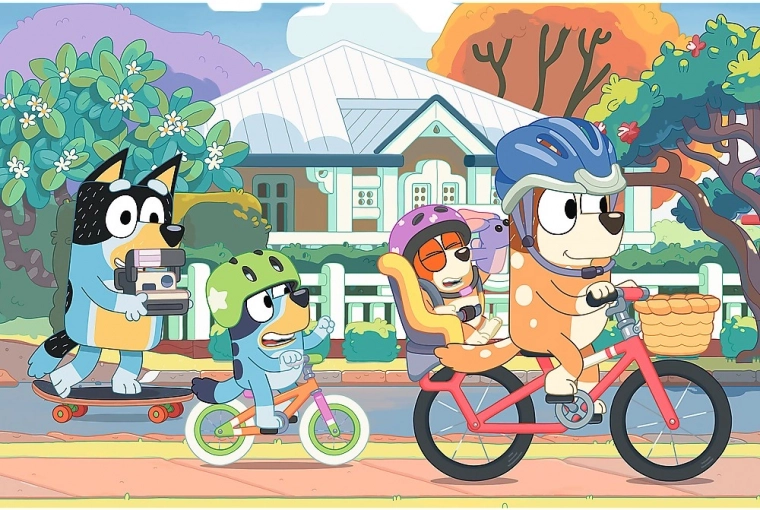 Motivo de BLUEY lleno de movimiento y alegría