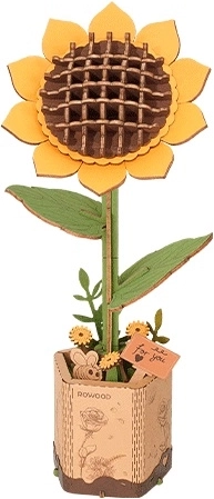 Girasol de madera realista como decoración