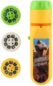 Proyección de dinosaurios en la pared y el techo