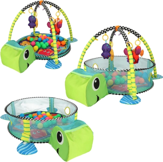 3 en 1: alfombra, barra de juegos y piscina de pelotas