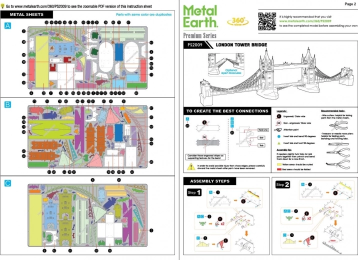 Láminas metálicas claras e instrucciones
