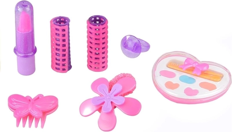 Accesorios de maquillaje y rulos para un juego creativo