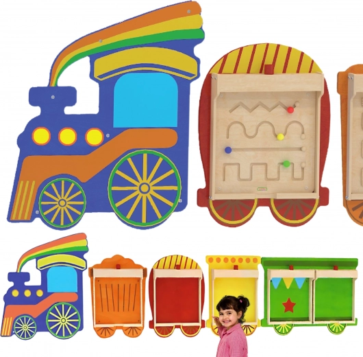 Un alegre tren que decora y también enseña