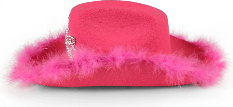 Ribete de plumas y color rosa intenso