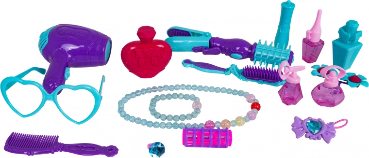 Amplio set de accesorios de peluquería y cosmética