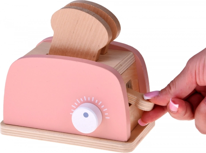 Tostadora de madera realista con palanca y mando