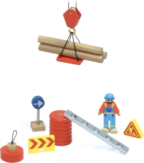 Accesorios abundantes para jugar en la obra