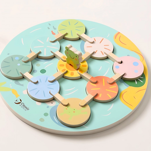 Rana de madera y colores pastel