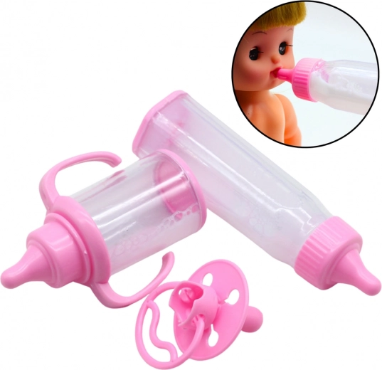 Biberones de juguete con leche que desaparece