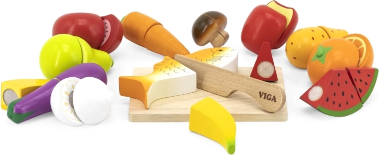 Frutas, verduras y pescado de colores