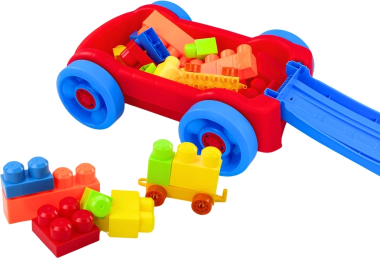 Todo en uno: carrito y caja de almacenamiento para bloques