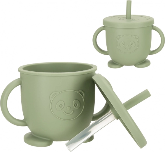 Taza con tapa y pajita para beber fácilmente