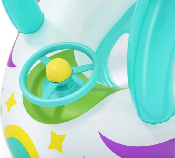 Suelo inflable con ventanilla peek‑a‑boo