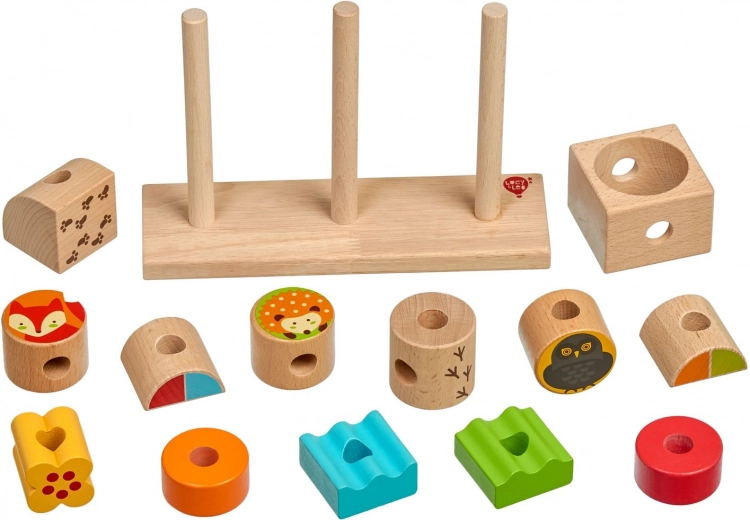 Base de madera resistente con tres clavijas