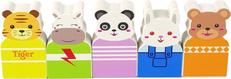 Góndolas numeradas y figuras de animales