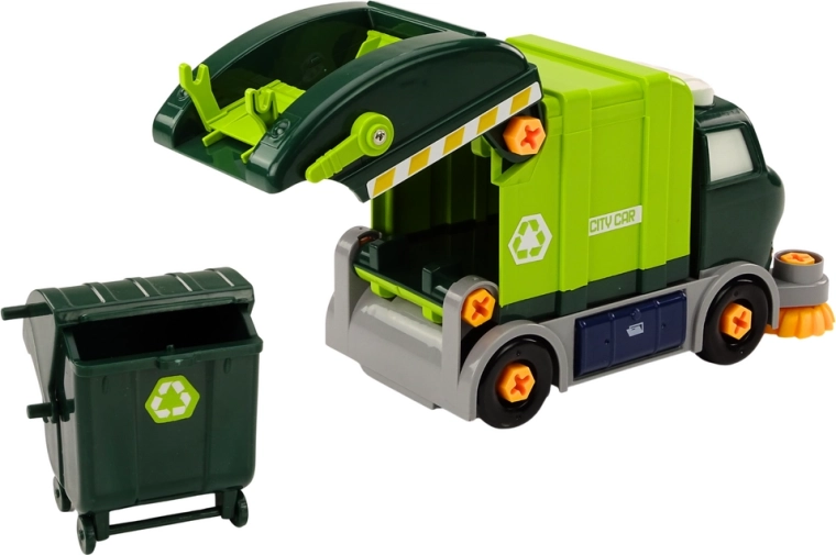 Camión de reciclaje con cubo