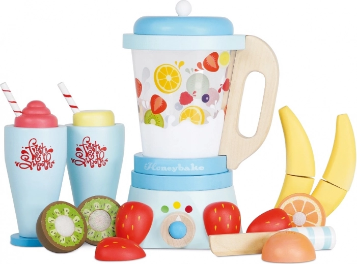 Licuadora de madera realista con jarra desmontable