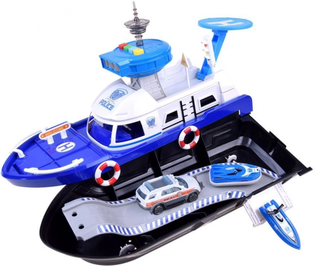 Gran barco policial con espacio de almacenamiento