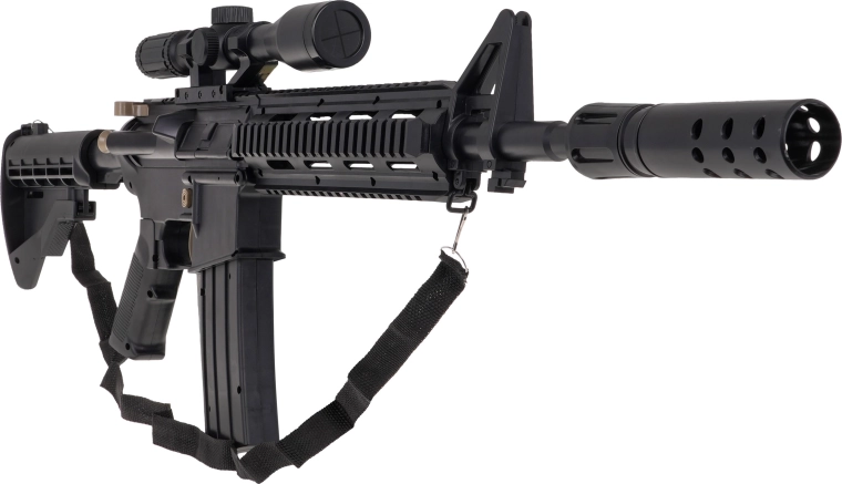 Diseño táctico con silenciador y correa