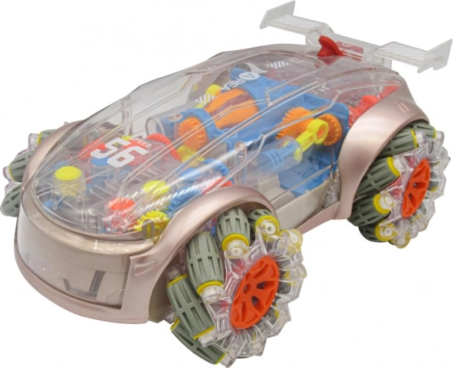 Carrocería transparente con engranajes visibles