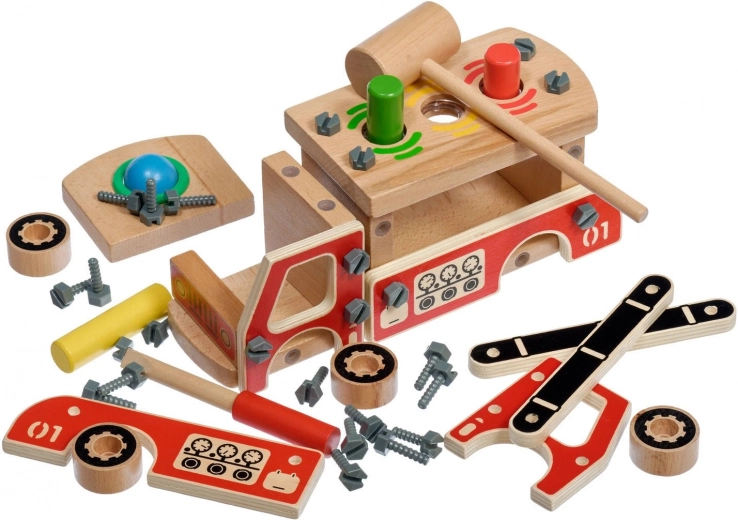 Construcción creativa con 21 piezas de madera