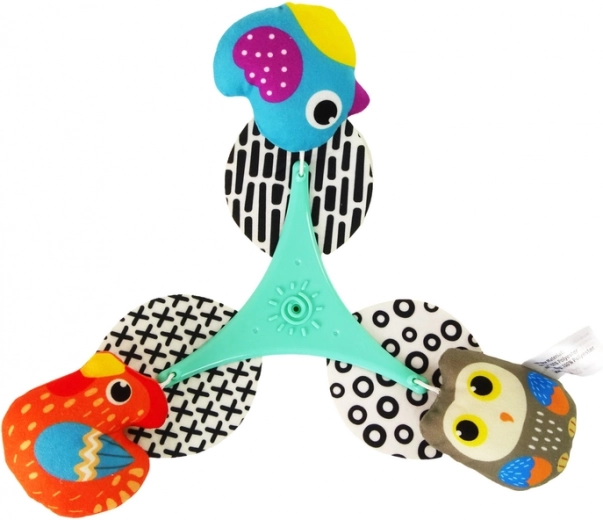 Pájaros de peluche multicolores para estimulación sensorial