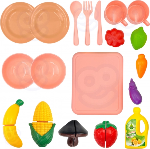 Completo set de vajilla y alimentos