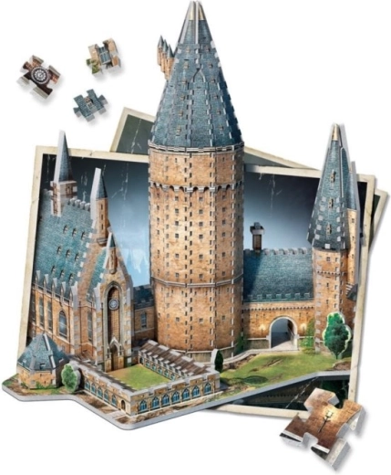 Gran Salón detallado y torres de Hogwarts