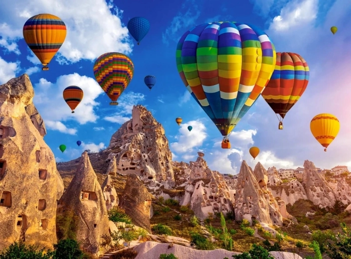 Motivo: globos de colores sobre Capadocia