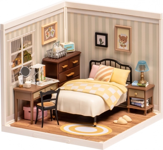 Encantador mini dormitorio con ambiente vintage