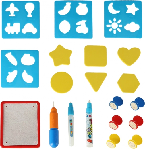 Sellos, plantillas y accesorios incluidos