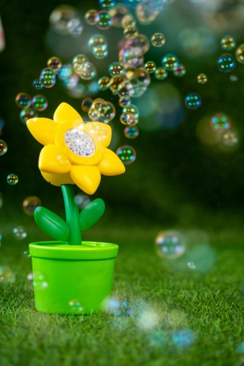 Flor mágica que lanza burbujas