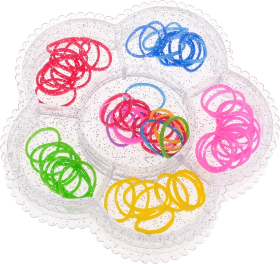 Gomas de colores en un organizador práctico