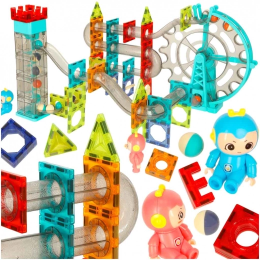 Piezas magnéticas y pistas transparentes para construcciones creativas