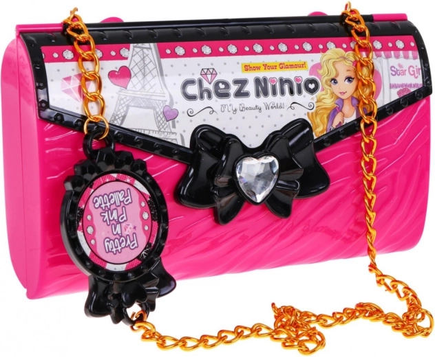Elegante bolso rosa con cadena