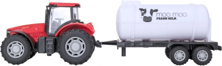 Tractor con cisterna para la diversión en la granja