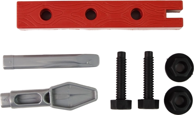 Tornillos, tuercas y pieza de montaje para practicar la destreza