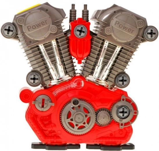 V‑twin realista con pistones móviles