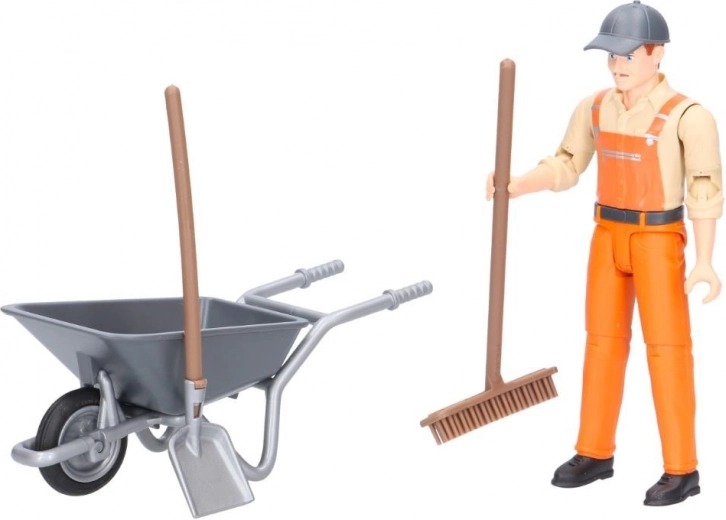 Figura de operario y abundantes accesorios