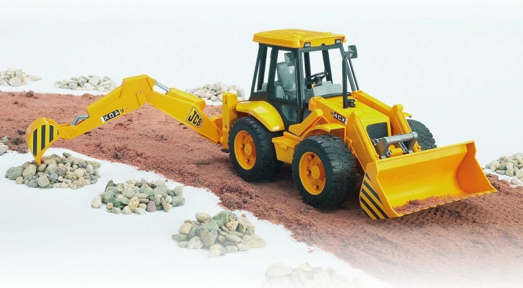 Cargador frontal y retroexcavadora como en la realidad