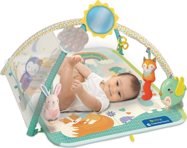 Arco interactivo con juguetes colgantes