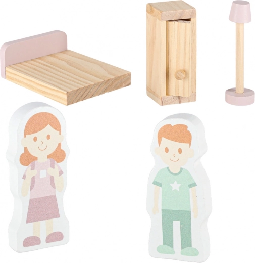 Conjunto de muebles abundante y dos figuritas