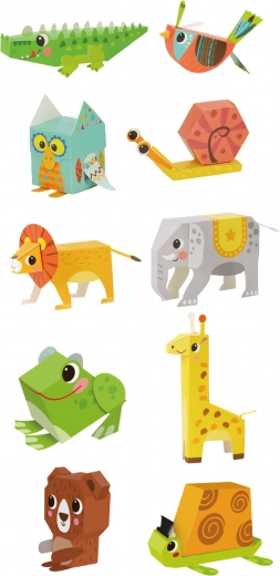 10 coloridos animales 3D para montar