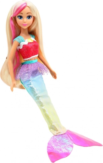 Colores radiantes y conjunto de sirena con purpurina